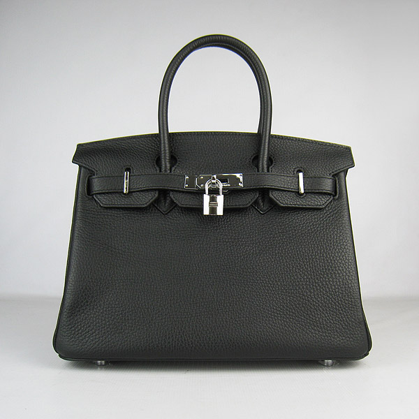 Replica Hermes Birkin 30CM Togo Leather Bag Black 6088 On Sale - Click Image to Close